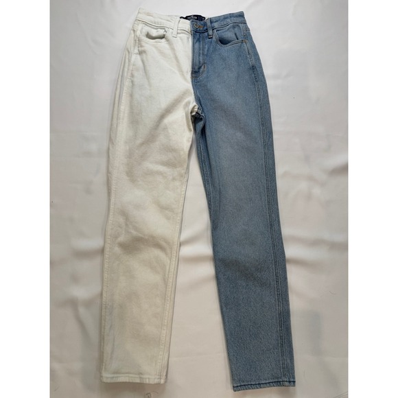 Hollister Denim - Hollister Mom Jeans Blue White Ultra High Rise Two Tone W24 L27
